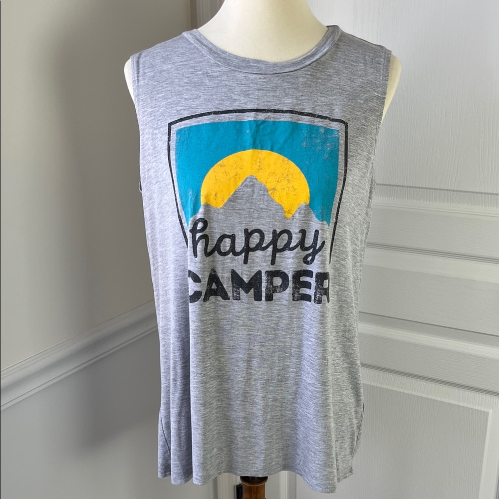 Zutter Gray Sleeveless 'Happy Camper' Graphic Tee